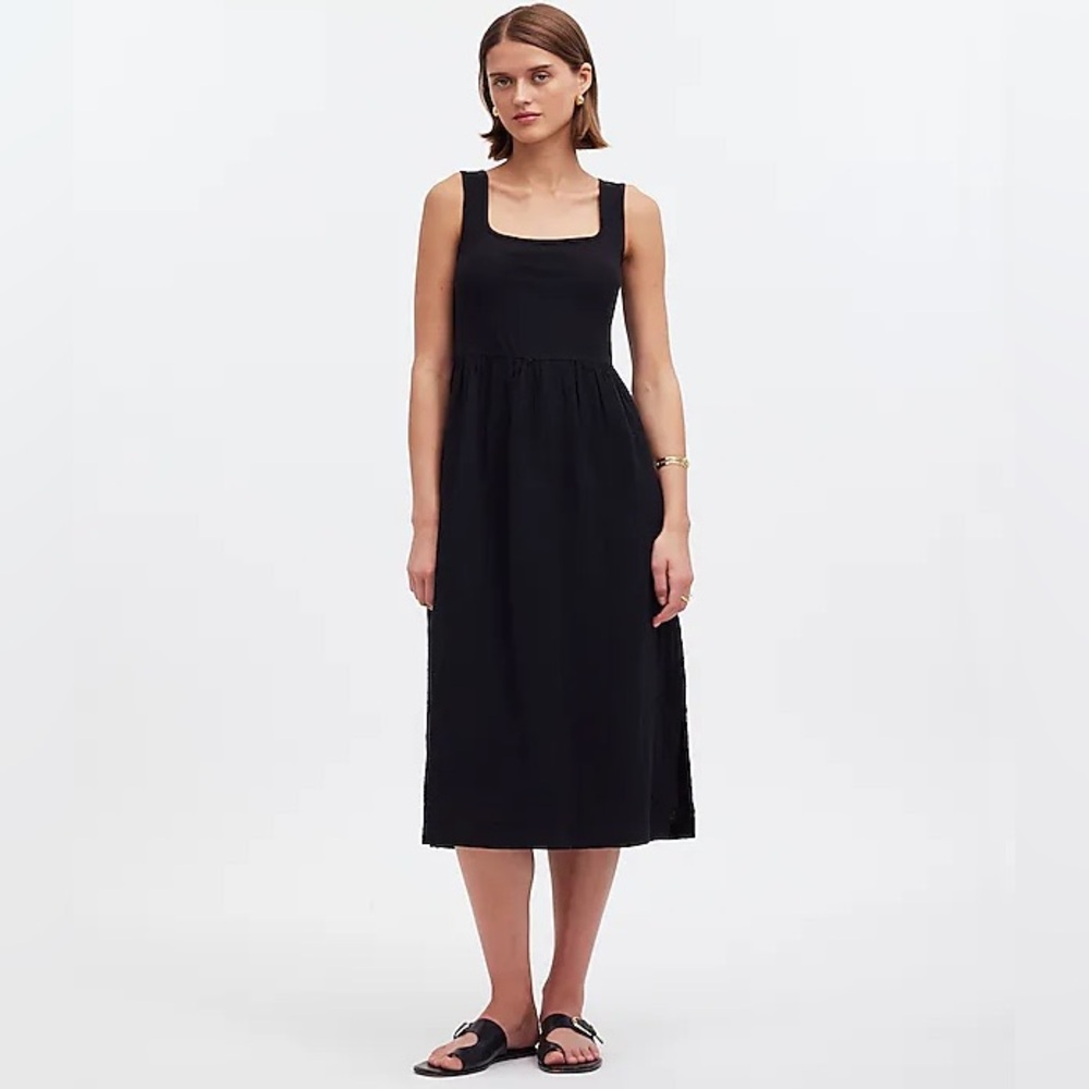 Madewell Knit Tank Midi Dress In True Black Size M NWT